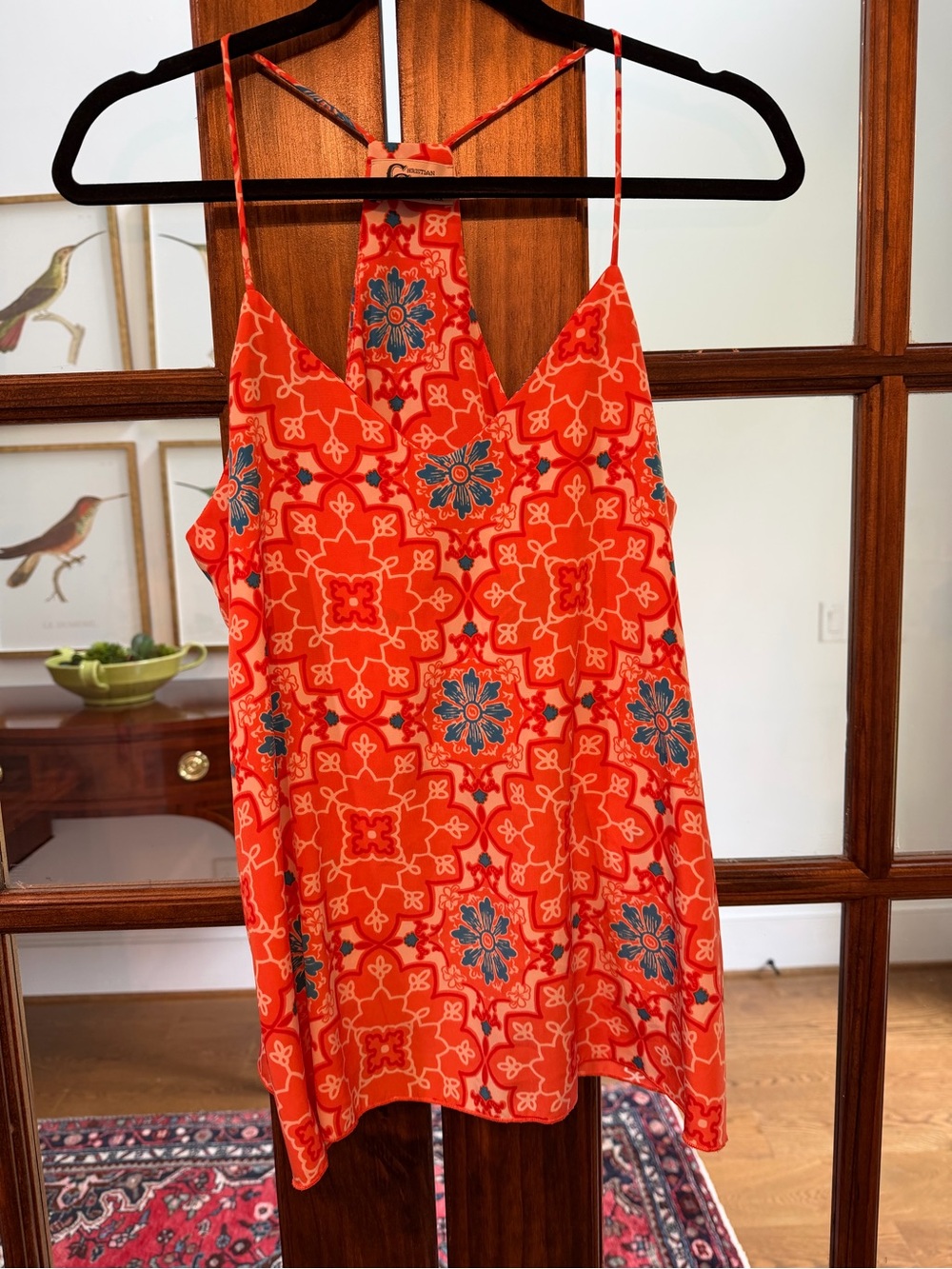 Orange Red Printed Halter Cami